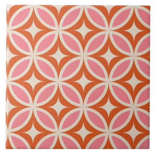 Modernes geometrisches Muster rosa orange Fliese (Vorderseite)