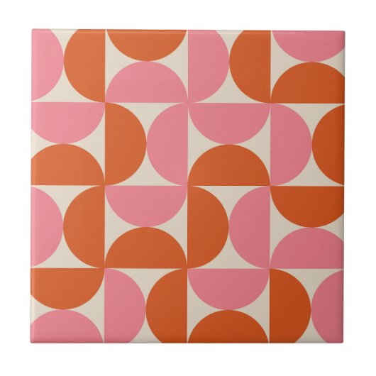 Modernes geometrisches Muster rosa orange Fliese (Vorderseite)