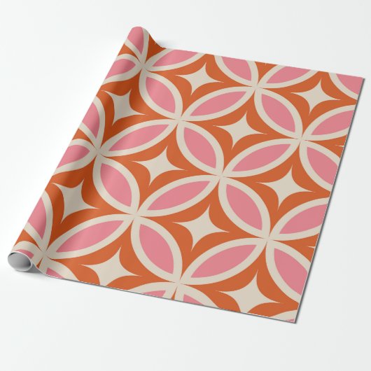 Modernes geometrisches Muster rosa orange Geschenkpapier (Ungerollt)