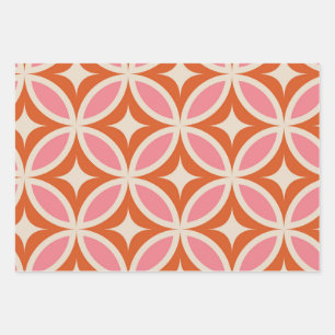Modernes geometrisches Muster rosa orange Geschenkpapier Set