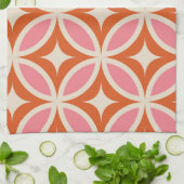 Modernes geometrisches Muster rosa orange Geschirrtuch (Gefaltet)