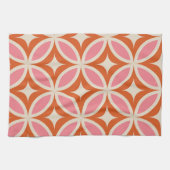 Modernes geometrisches Muster rosa orange Geschirrtuch (Horizontal)