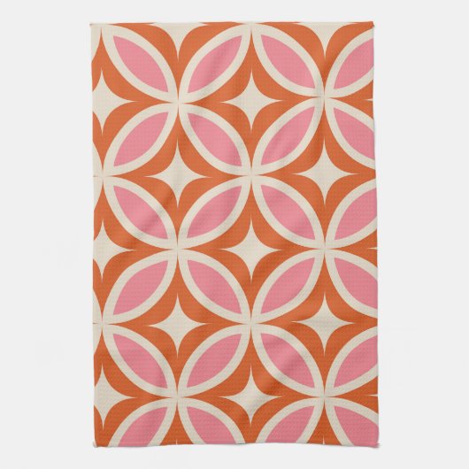Modernes geometrisches Muster rosa orange Geschirrtuch (Vertikal)