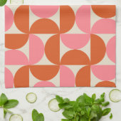 Modernes geometrisches Muster rosa orange Geschirrtuch (Gefaltet)