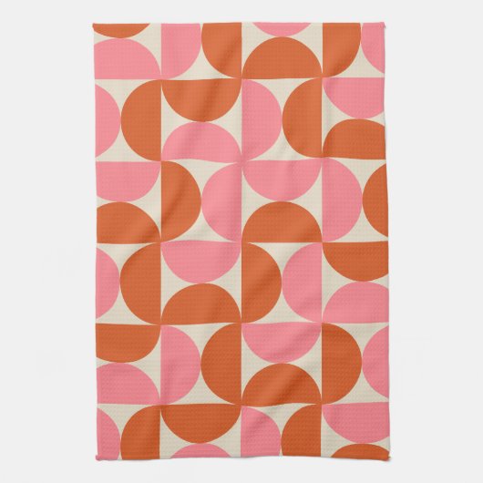 Modernes geometrisches Muster rosa orange Geschirrtuch (Vertikal)
