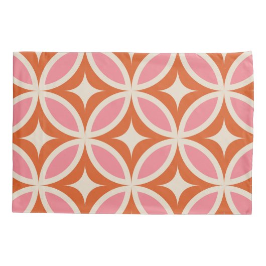 Modernes geometrisches Muster rosa orange Kissenbezug (Rückseite)