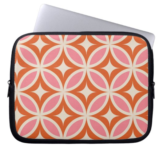 Modernes geometrisches Muster rosa orange Laptopschutzhülle (Vorderseite)