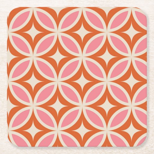 Modernes geometrisches Muster, rosa orange Rechteckiger Pappuntersetzer (Vorderseite)