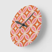 Modernes geometrisches Muster rosa orange Runde Wanduhr (Winkel)