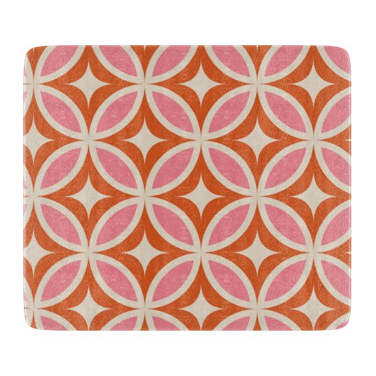 Modernes geometrisches Muster rosa orange Schneidebrett (Vorderseite)