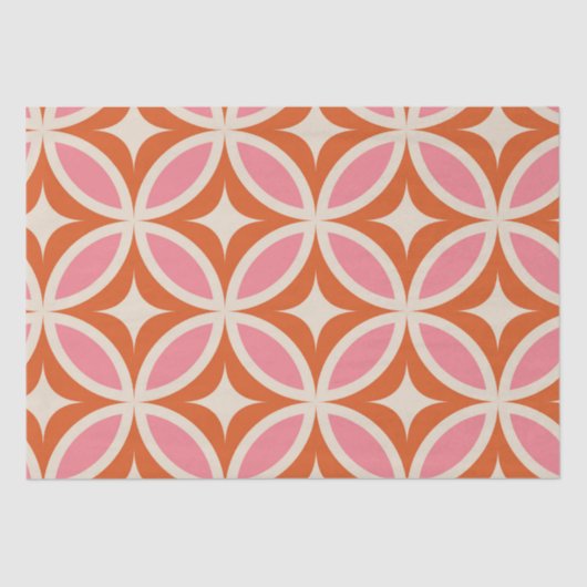 Modernes geometrisches Muster rosa orange Seidenpapier (Vorderseite)