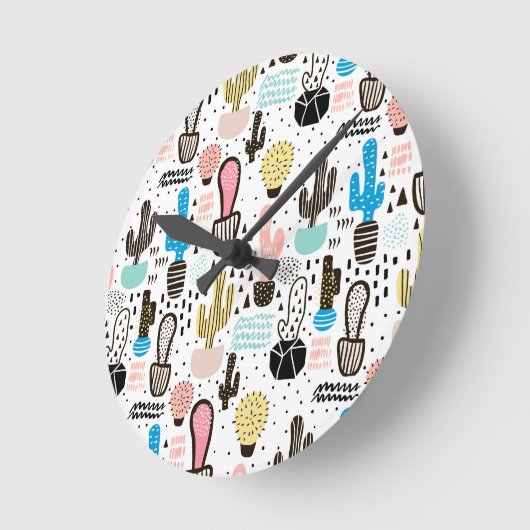 Modernes geometrisches Muster Runde Wanduhr (Winkel)