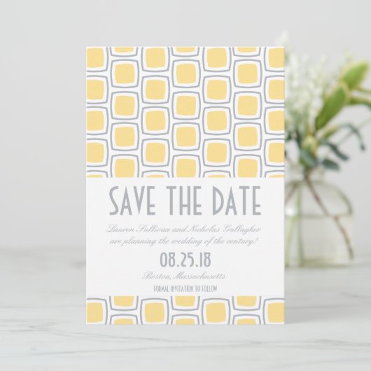 Modernes geometrisches Muster Save the Date (Stehend Vorderseite)