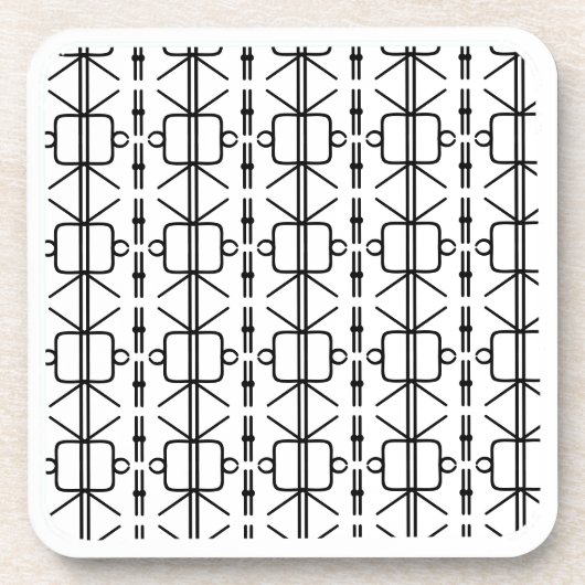 Modernes geometrisches Muster Schwarz/Weiß Getränkeuntersetzer (Vorderseite)