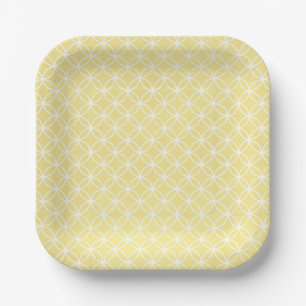 Modernes geometrisches Muster Sonnige Pastellgelbe Pappteller