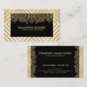 Modernes geometrisches Muster & Spitzen Schwarz &  Visitenkarte (Vorne/Hinten)