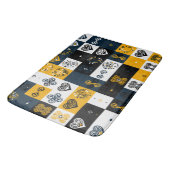 Modernes geometrisches Muster, trendig gelb, rund Badematte (Schrägansicht)