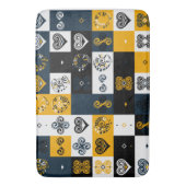 Modernes geometrisches Muster, trendig gelb, rund Badematte (Vorderseite Vertikal)