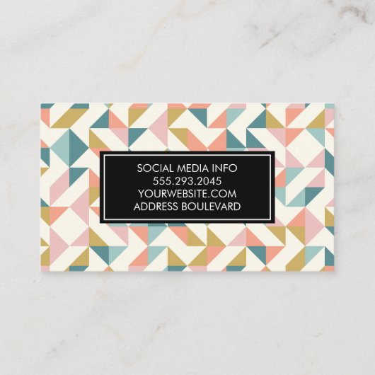 Modernes geometrisches Muster Visitenkarte (Rückseite)