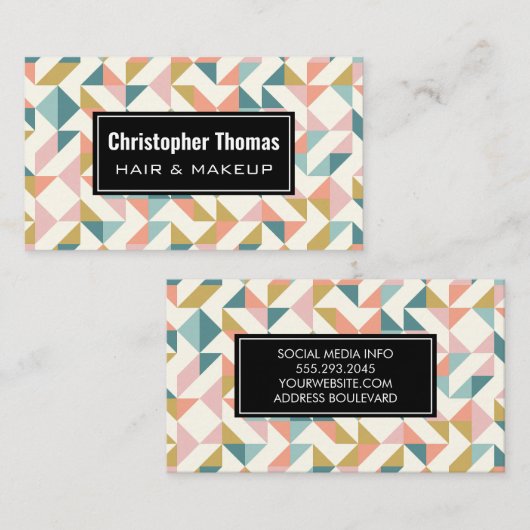 Modernes geometrisches Muster Visitenkarte (Vorne/Hinten)