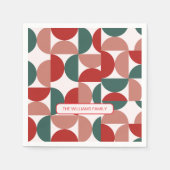 Modernes geometrisches Muster von Rot und Grün Serviette (Vorderseite)