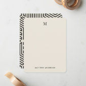 Modernes geometrisches Mustermonogramm Mitteilungskarte (Vorderseite/Rückseite Beispiel)