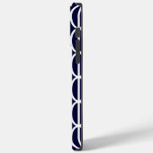 Modernes geometrisches Navy White Muster Monogram Case-Mate iPhone Hülle (Rückseite / Links)