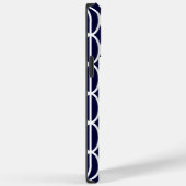 Modernes geometrisches Navy White Muster Monogram Case-Mate iPhone Hülle (Rückseite / Rechts)