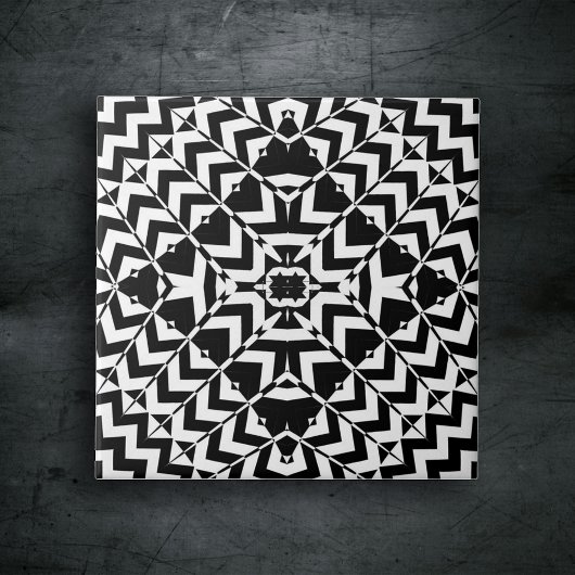 Modernes geometrisches Op Art Schwarz-Weiß Muster Fliese