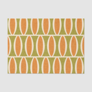 Modernes geometrisches Oval-Muster Mitte des Jahrh Seidenpapier