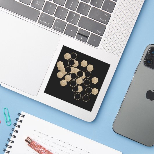 modernes geometrisches Party aus Hexagon Aufkleber (Laptop mit iPhone)