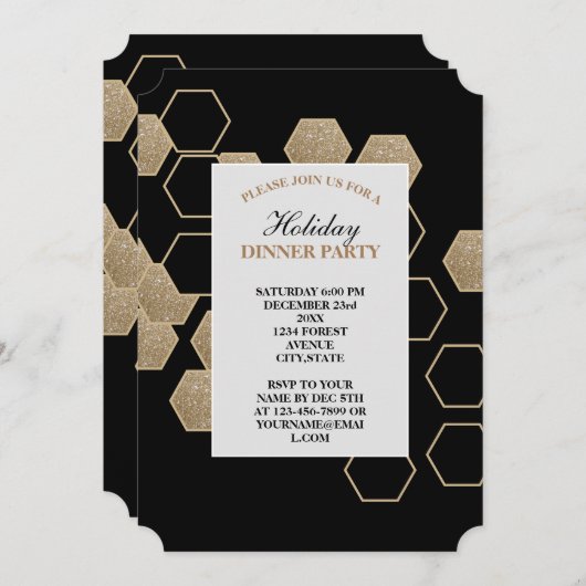 modernes geometrisches Party aus Hexagon Einladung (Vorne/Hinten)