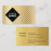 MODERNES GEOMETRISCHES PATTERN Schwarz-weißes Gold Visitenkarte (Vorne/Hinten)