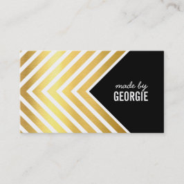 MODERNES GEOMETRISCHES PATTERN Schwarz-weißes Gold Visitenkarte