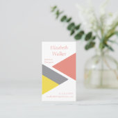 Modernes geometrisches Personalisiertes Peach und  Visitenkarte (Stehend Vorderseite)