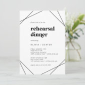 Modernes geometrisches Probe-Dinner Einladung (Stehend Vorderseite)