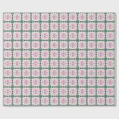 Modernes geometrisches Quilblock-Muster Grün Lila Geschenkpapier (Flach)