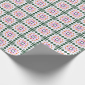Modernes geometrisches Quilblock-Muster Grün Lila Geschenkpapier (Ecke)