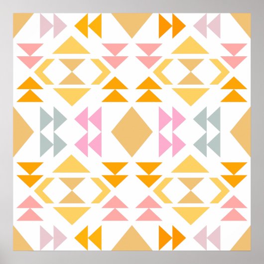 Modernes geometrisches Quiltdesign in Gelb Poster (Vorne)