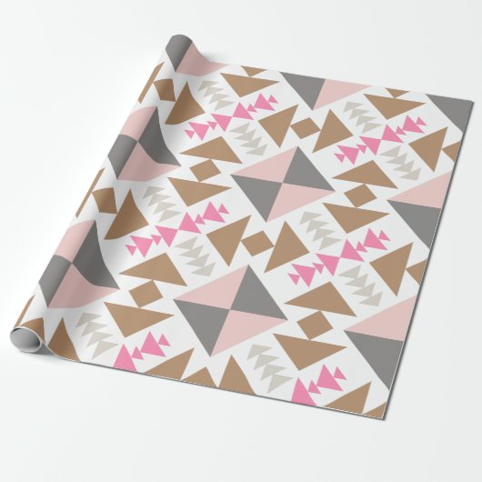 Modernes geometrisches Quiltdesign in Rosa und Kup Geschenkpapier (Ungerollt)