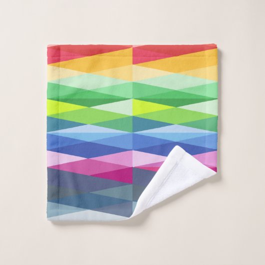 Modernes geometrisches Regenbogenmuster Badhandtuch Set (Waschlappen)