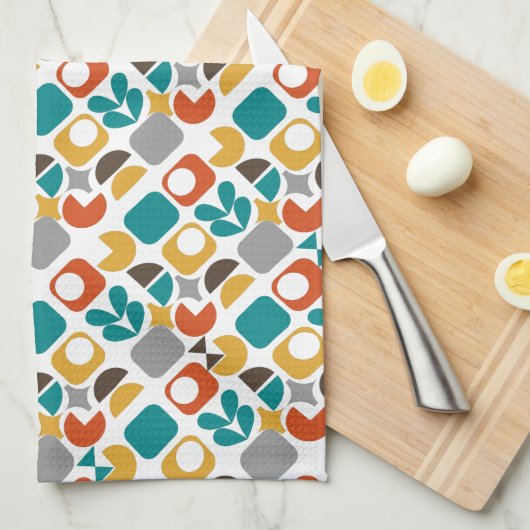 Modernes geometrisches Retro des Mittelzentrums Geschirrtuch (Viertel Falte)