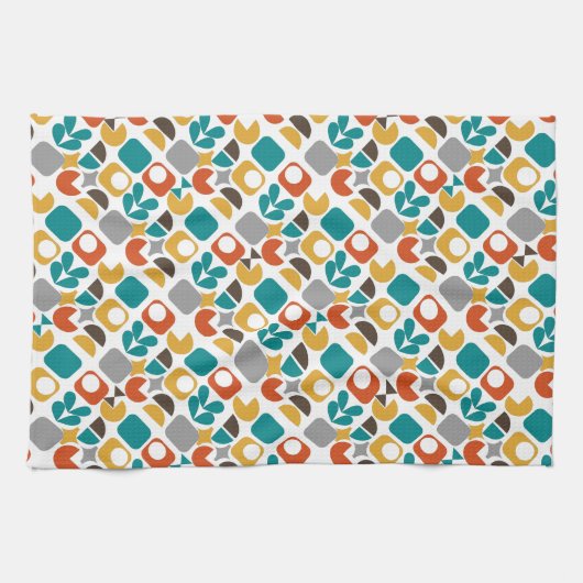 Modernes geometrisches Retro des Mittelzentrums Geschirrtuch (Horizontal)