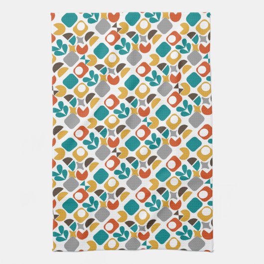 Modernes geometrisches Retro des Mittelzentrums Geschirrtuch (Vertikal)