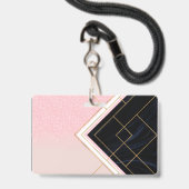 Modernes geometrisches rosa goldfarbenes Design Ausweis (Vorderseite mit Lanyard)