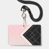 Modernes geometrisches rosa goldfarbenes Design Ausweis (Rückseite mit Lanyard)