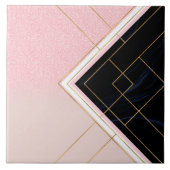 Modernes geometrisches rosa goldfarbenes Design Fliese (Vorderseite)