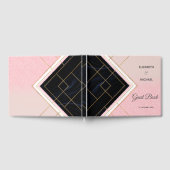 Modernes geometrisches rosa goldfarbenes Design Gästebuch (Voll)