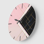 Modernes geometrisches rosa goldfarbenes Design Große Wanduhr (Winkel)