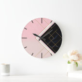 Modernes geometrisches rosa goldfarbenes Design Große Wanduhr (Zuhause)